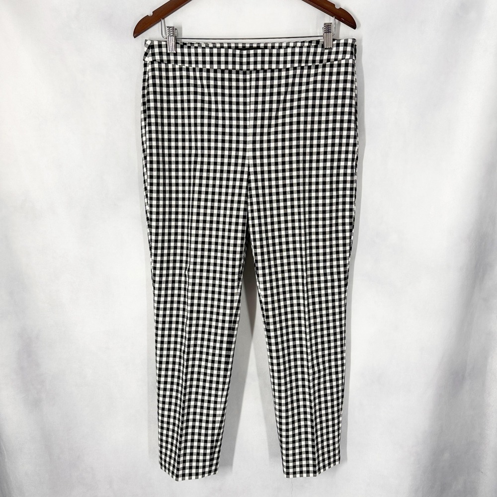 Talbots Tapered Cotton Gingham Black White Chatham Ankle Pants Women's Size 10P